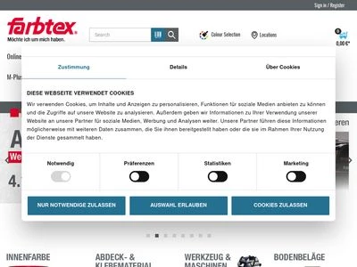 Website von farbtex GmbH & Co KG