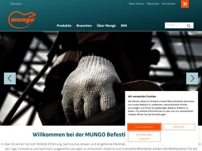 Website von Mungo Befestigungstechnik AG