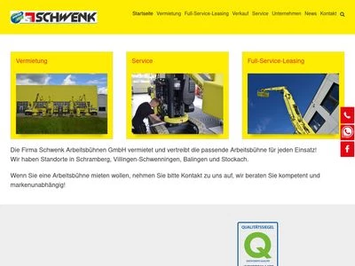 Website von Schwenk Arbeitsbühnen GmbH