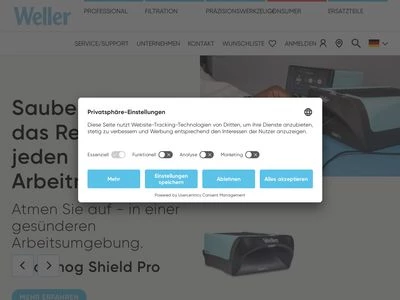 Website von Weller Tools GmbH