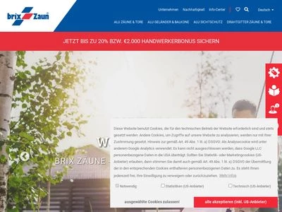 Website von BRIX Zaun + Tor GmbH