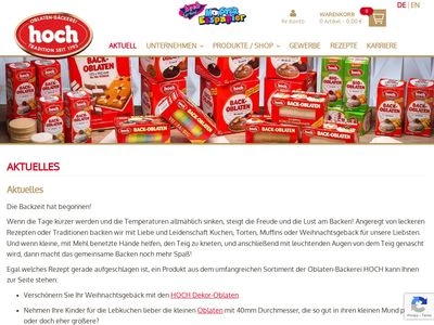 Website von HOCH GmbH Oblatenfabrik