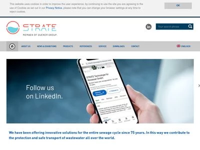 Website von STRATE - Technologie für Abwasser GmbH