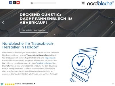 Website von HNB Nordbleche GmbH