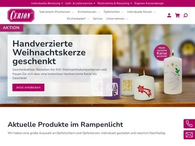 Website von Cerion Wachswaren GmbH