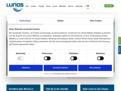 Website von LUNOS Lüftungstechnik GmbH & Co. KG für Raumluftsysteme