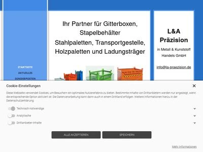 Website von L&A Präzision in Metall & Kunststoff Handels GmbH