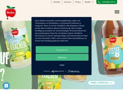 Website von Wolfra Bayrische Natursaft Kelterei GmbH