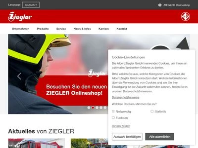 Website von Albert Ziegler GmbH & Co. KG