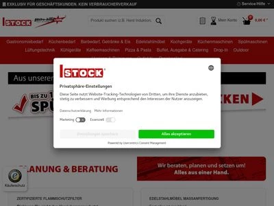 Website von STOCK GmbH Großküchen-, Gastronomie-Technik