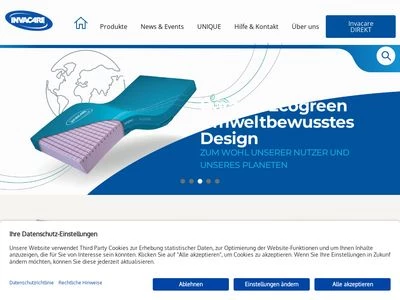 Website von Invacare GmbH