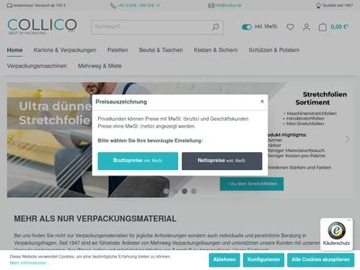 Website von Collico Verpackungslogistik und Service GmbH