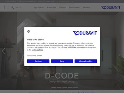 Website von DURAVIT Aktiengesellschaft
