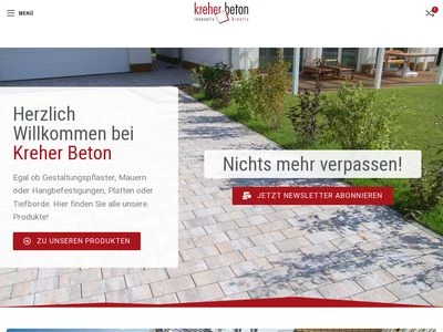 Website von Kreher Beton GmbH