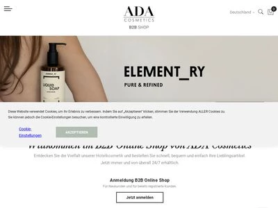 Website von ADA Cosmetics International GmbH