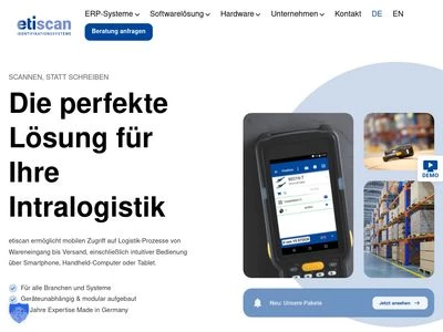 Website von Etiscan Identifikationssysteme GmbH