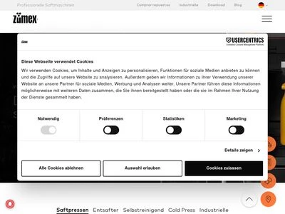 Website von Zumex Group SA