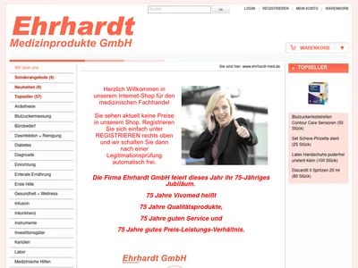 Website von Ehrhardt Medizinprodukte GmbH