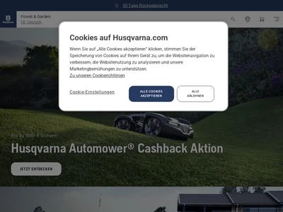 Website von Husqvarna Deutschland GmbH