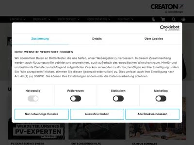 Website von CREATON GmbH 