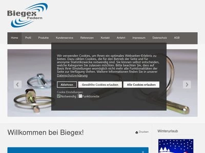 Website von Biegex Federn