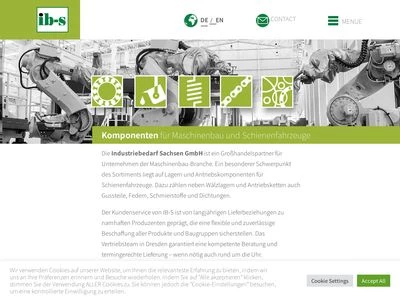 Website von ib-s Industriebedarf Sachsen GmbH