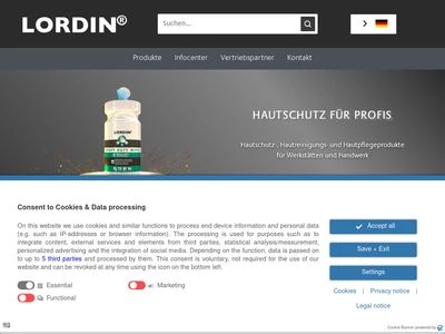 Website von Lordin® - Peter Greven Physioderm GmbH