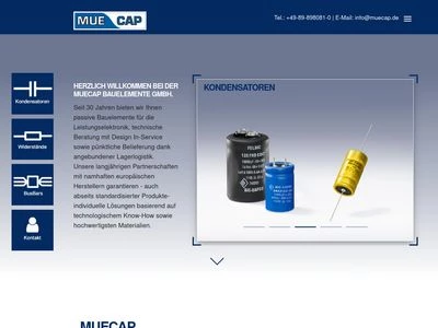 Website von MUECAP Vertriebsgesellschaft für elektronische Bauelemente m.b.H.