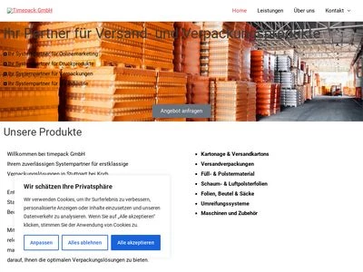 Website von timepack GmbH