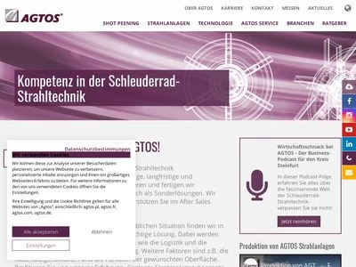 Website von AGTOS Gesellschaft für technische Oberflächensysteme mbH