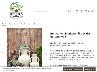 Website von Helmes home and garden GmbH & Co. KG.