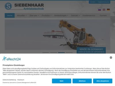 Website von Siebenhaar Antriebstechnik GmbH