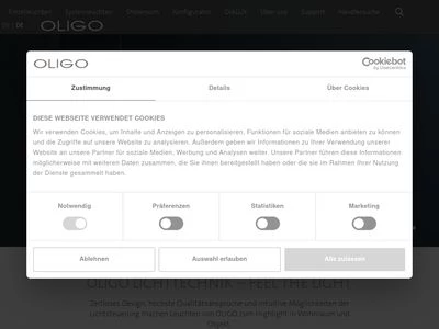 Website von OLIGO Lichttechnik GmbH