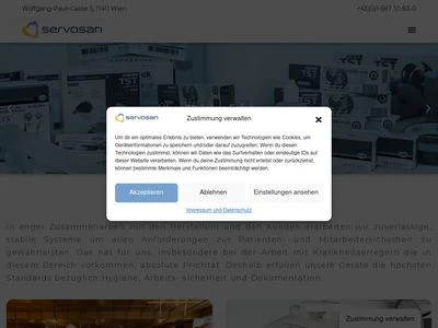 Website von Servosan Vertrieb und Service GmbH