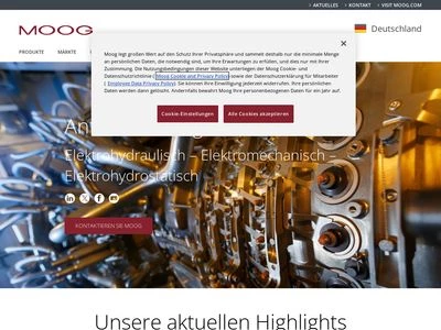 Website von Moog GmbH