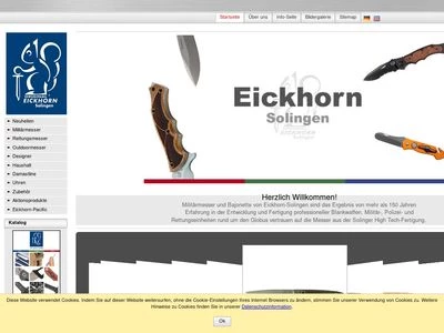 Website von Eickhorn Solingen Limited