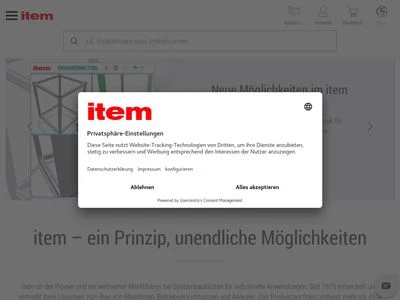 Website von item Industrietechnik GmbH