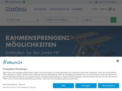 Website von Nussbaum Custom Lifts GmbH