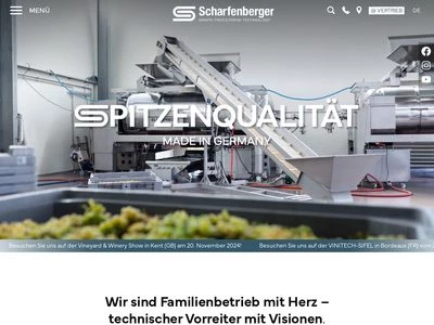 Website von Scharfenberger GmbH & Co. KG Maschinenbau