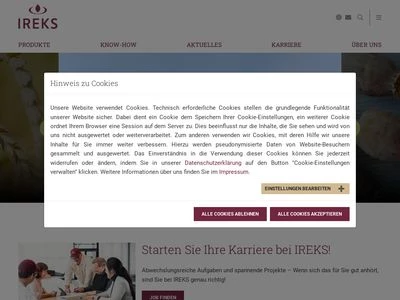 Website von IREKS GmbH