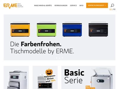 Website von ERME AG SWISS VACUUM SOLUTIONS