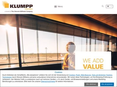 Website von Klumpp Coatings GmbH