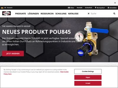 Website von Harris Calorific GmbH