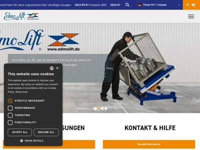 Website von EdmoLift Hebetechnik GmbH