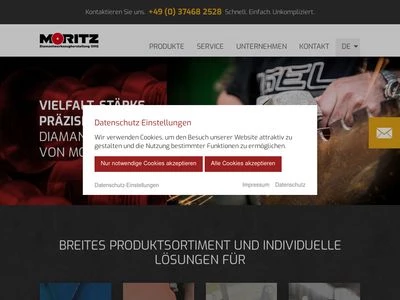 Website von Moritz Diamantwerkzeugherstellung OHG