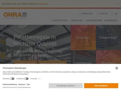 Website von OHRA Regalanlagen GmbH