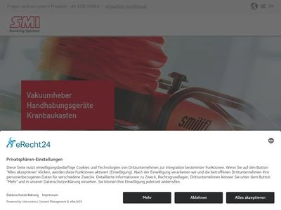 Website von SMI Handling Systeme GmbH