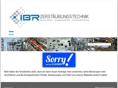 Website von IBR Zerstäubungstechnik GmbH i.L.