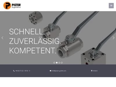 Website von Pister Kugelhähne GmbH