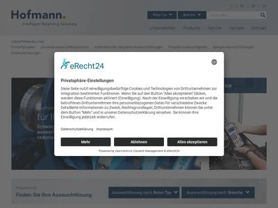 Website von Hofmann Mess- und Auswuchttechnik GmbH & Co.KG